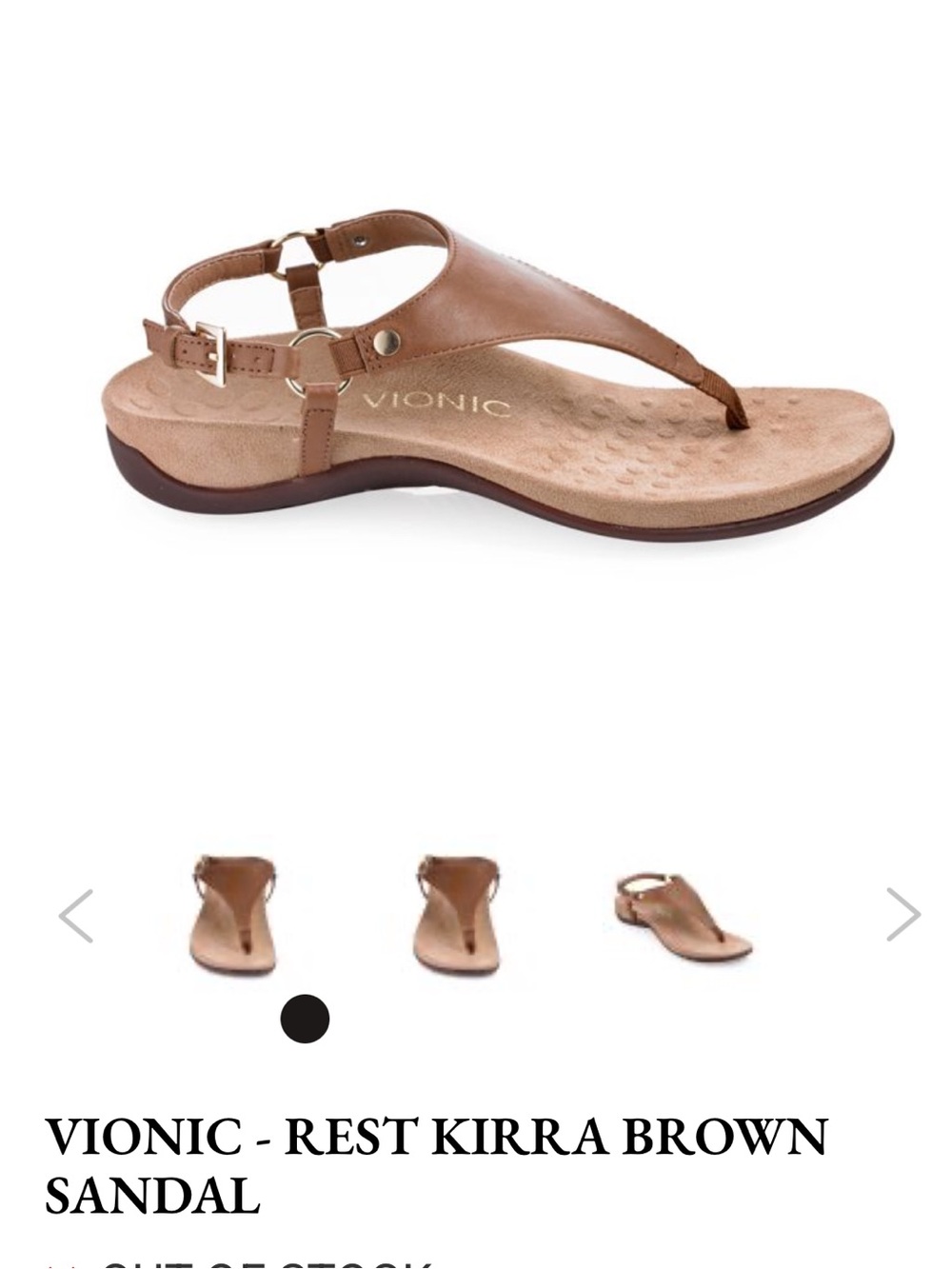 New Vionic Rest Kiera Brown Leather T-strap Sandal Women’s 8 Comfort Travel